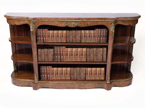 19th century English burr walnut antique bookcase