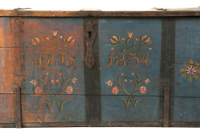 19th Century Folk Art Antique Dowry Chest - Image 4