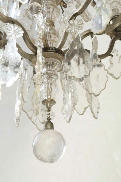 19th Century Six Branch Silvered Crystal Chandelier 22L105 b 1 scaled