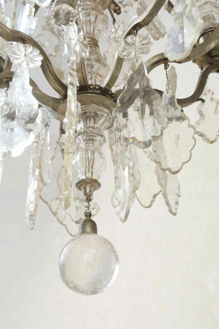 19th Century Six Branch Silvered Crystal Chandelier - Image 2