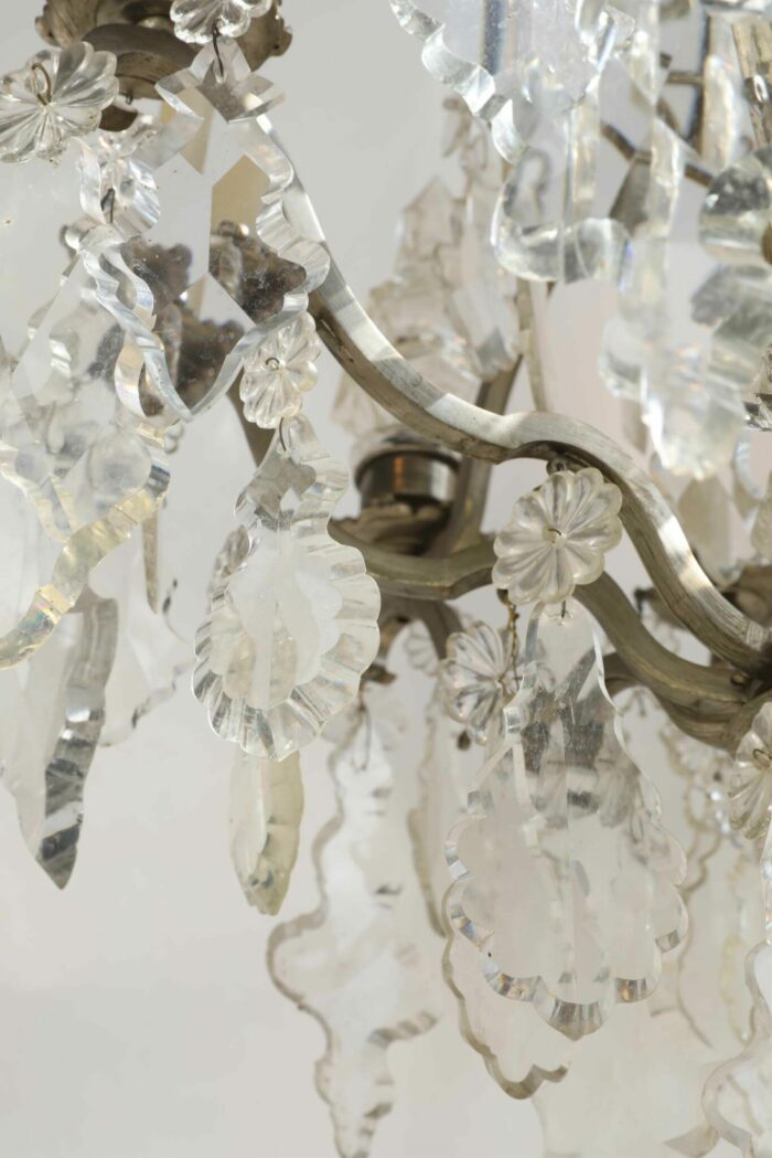 19th Century Six Branch Silvered Crystal Chandelier - Image 3