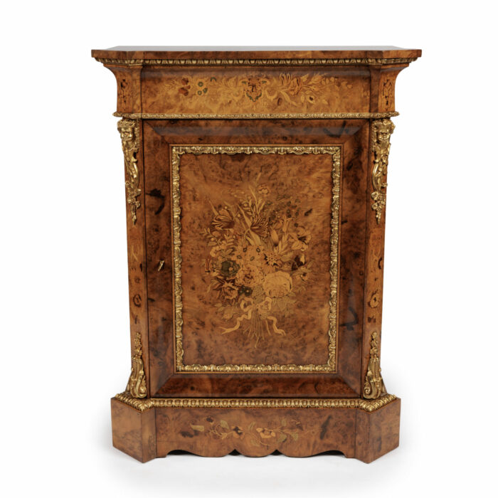 Pair 19th Century Marquetry Pier Cabinets Antique - Image 9