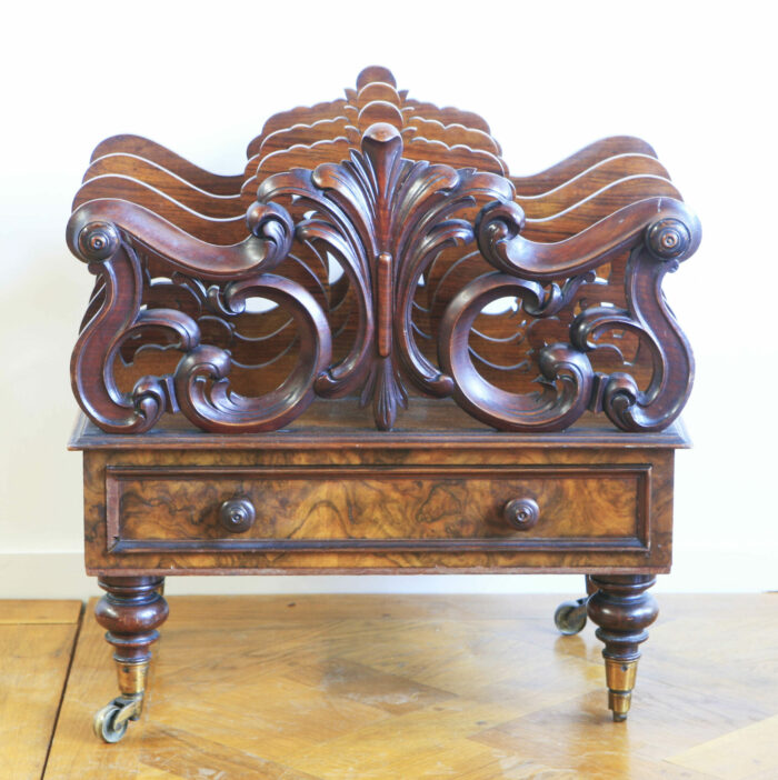 19th Century Figured Walnut Antique Canterbury (Magazine Rack)