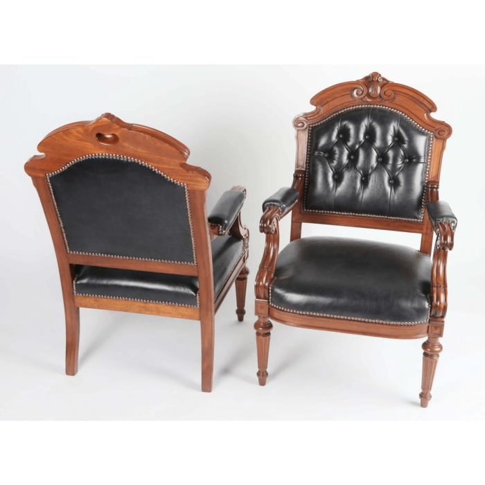 Pair 19th Century French Mahogany Arm Or Desk Chairs - Image 4