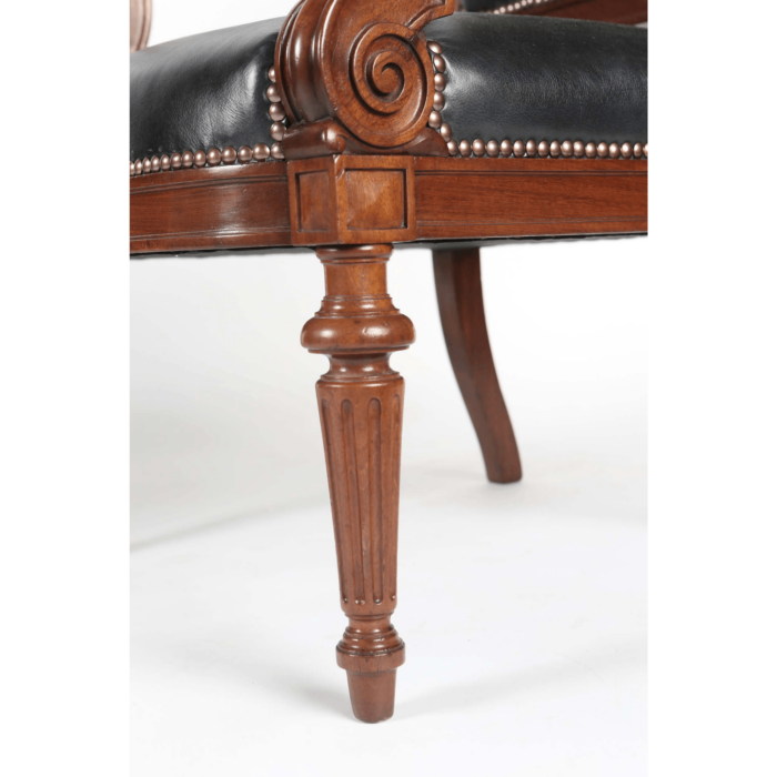 Pair 19th Century French Mahogany Arm Or Desk Chairs - Image 2