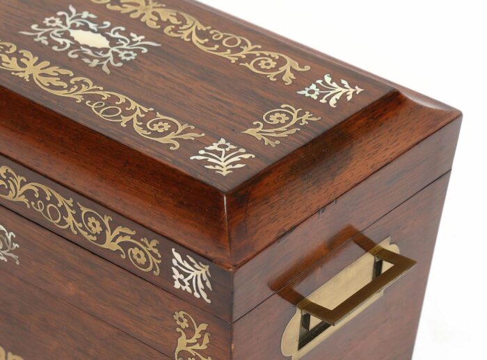 Fine Brass Inlaid Tea Caddy 47 c