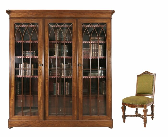 English Mahogany Bookcase Three Door - Image 3