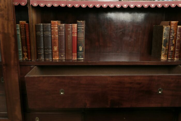 English Mahogany Bookcase Three Door - Image 8