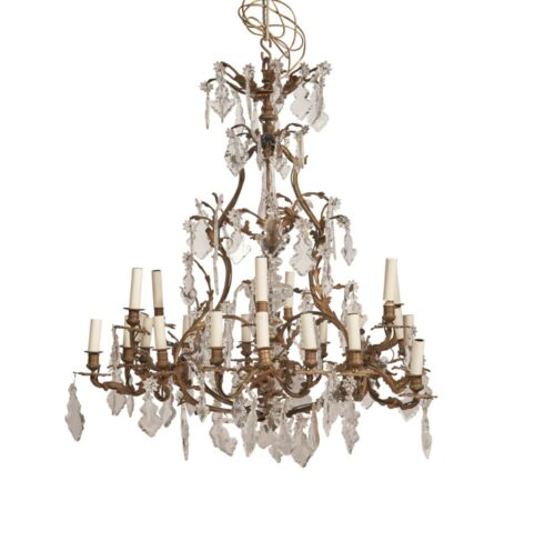 French Antique Crystal Chandelier 38L a 1