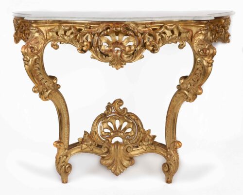 French Antique Gilded Console Table 2056N a scaled