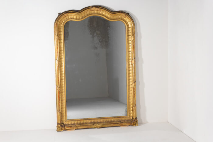French Antique Giltwood Mirror Curved - Image 3