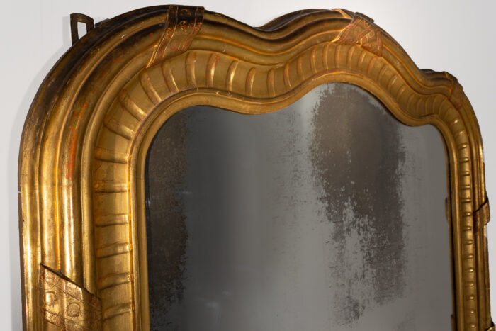 French Antique Giltwood Mirror Curved - Image 2