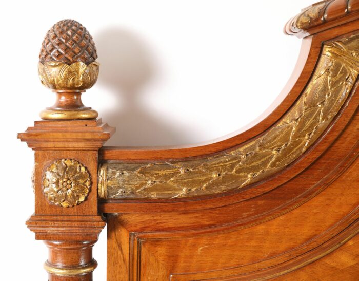 French Antique Parquetry Queen Size Bed - Image 6