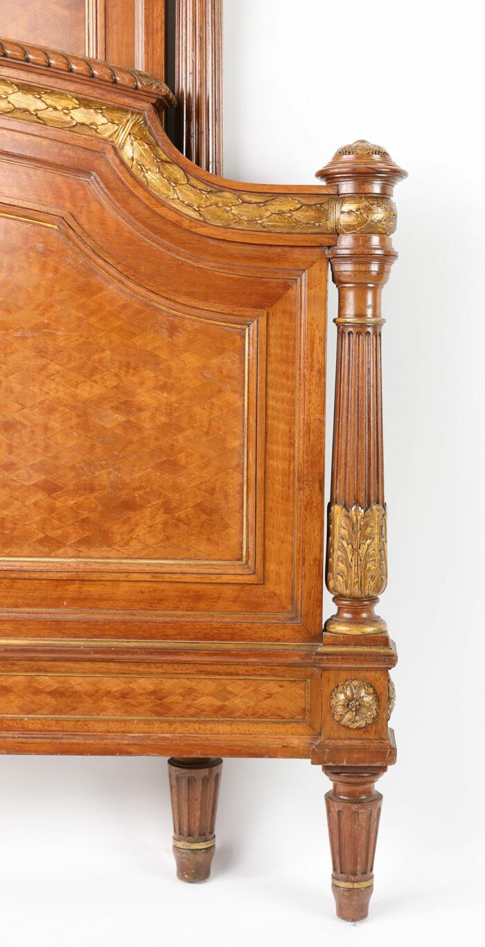 French Antique Parquetry Queen Size Bed - Image 4