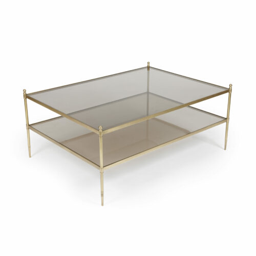 French Brass and Glass Vintage Coffee Table 2355Q 1 scaled