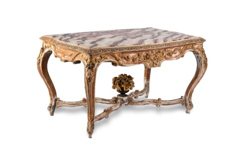 19th century antique entry table with marble top