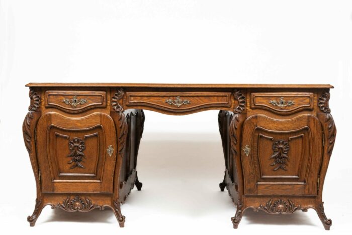 Antique French Oak Partners Desk - Image 4