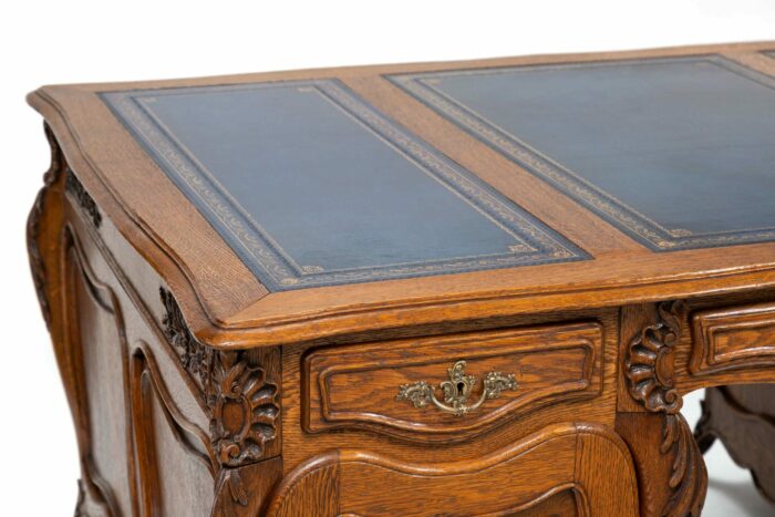 Antique French Oak Partners Desk - Image 7