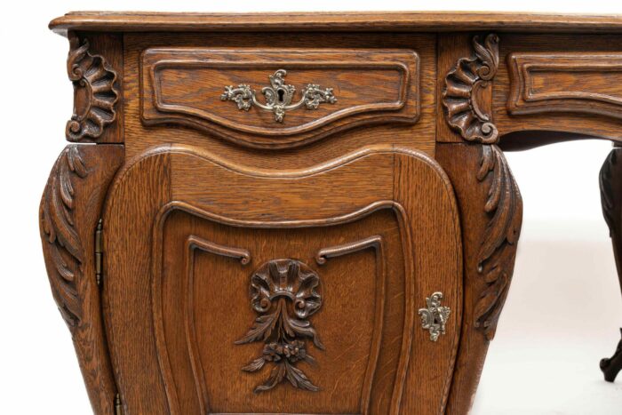 Antique French Oak Partners Desk - Image 8