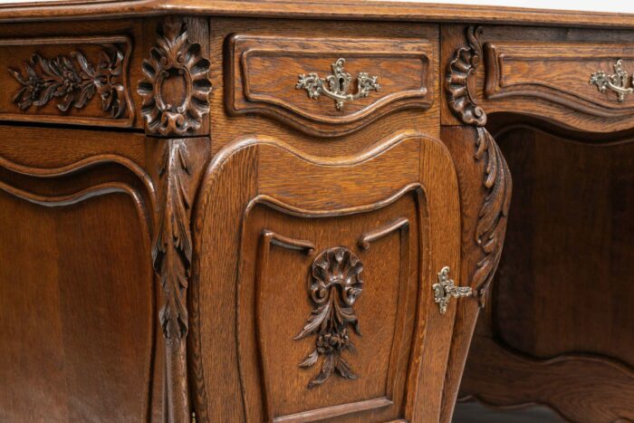 Antique French Oak Partners Desk - Image 11