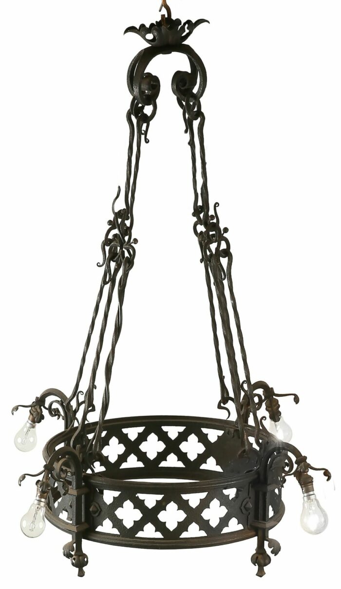 French Wrought Iron Antique Chandelier - Image 9