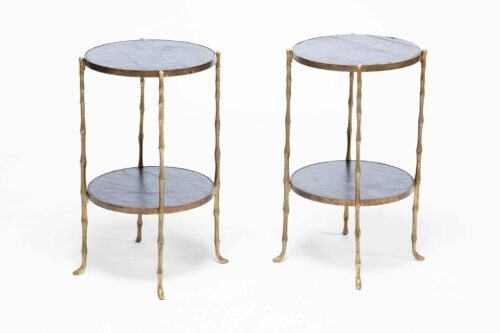 Pair Antique Brass Side Tables 2352Q a scaled