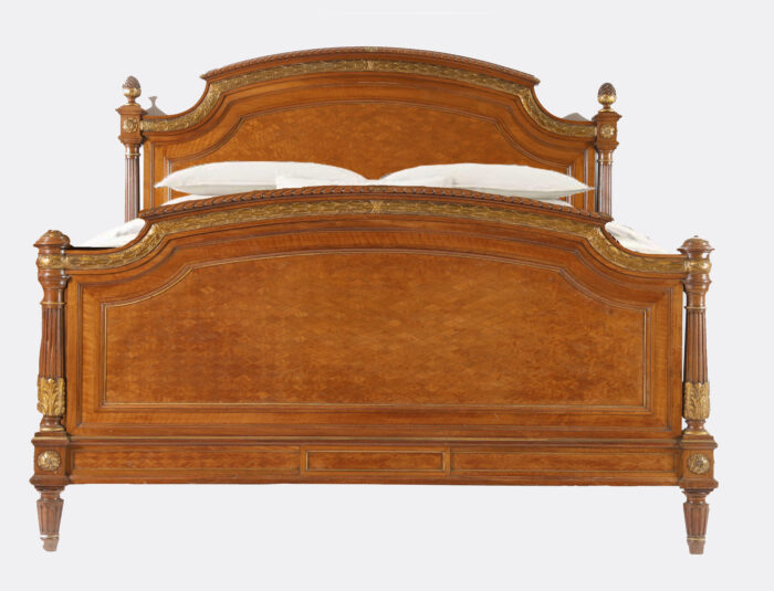 French Antique Parquetry Queen Size Bed