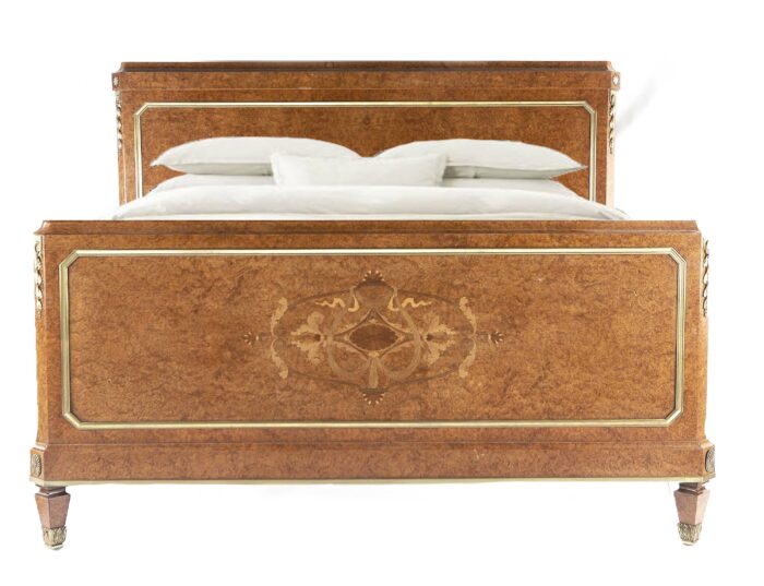 French Art Deco Amboyna Queen Size Bed