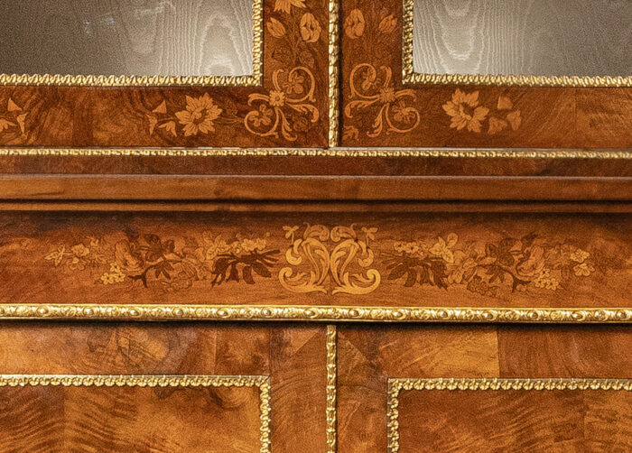 Marquetry Antique Bookcase Cabinet - Image 4