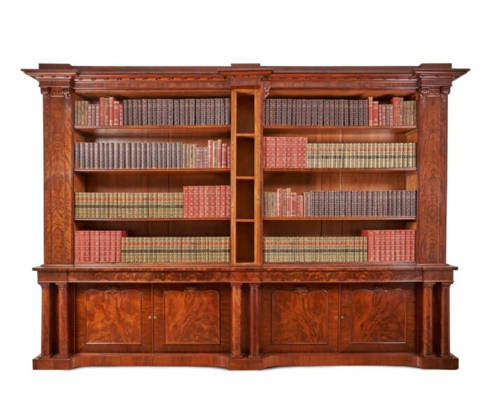 English Mahogany Antique Breakfront Bookcase - Image 2