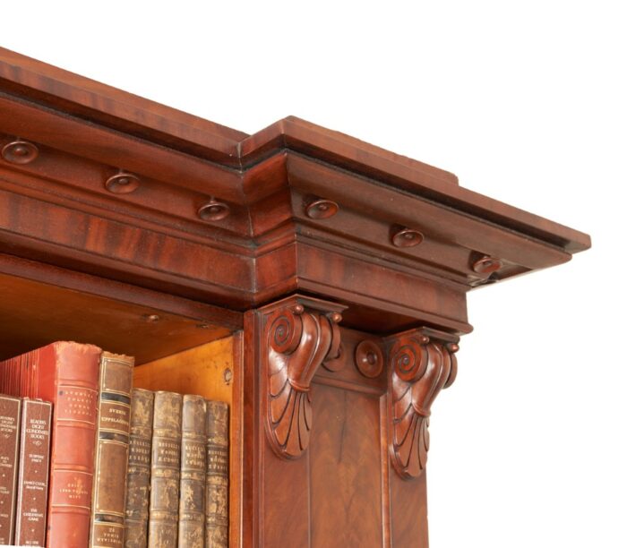 English Mahogany Antique Breakfront Bookcase - Image 8
