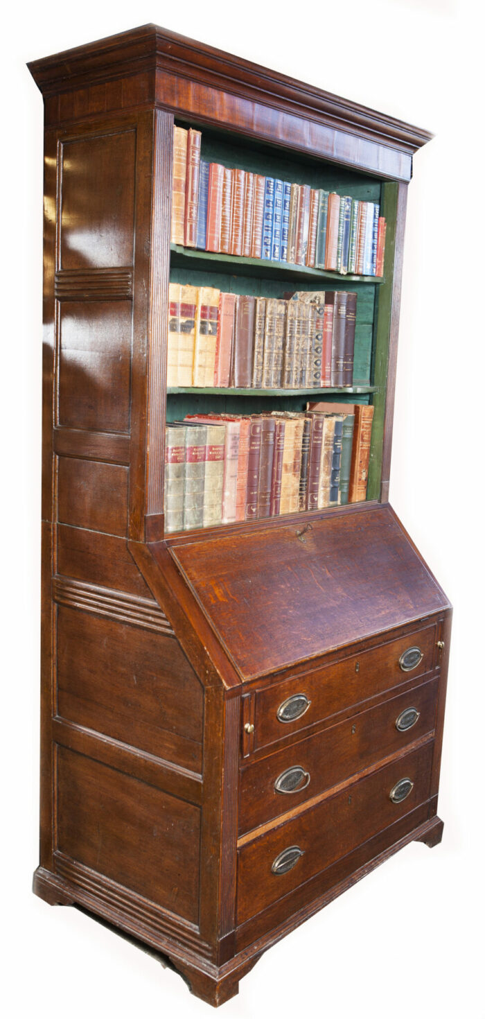 18th Century English Georgian Oak Antique Secretaire Bookcase - Image 4