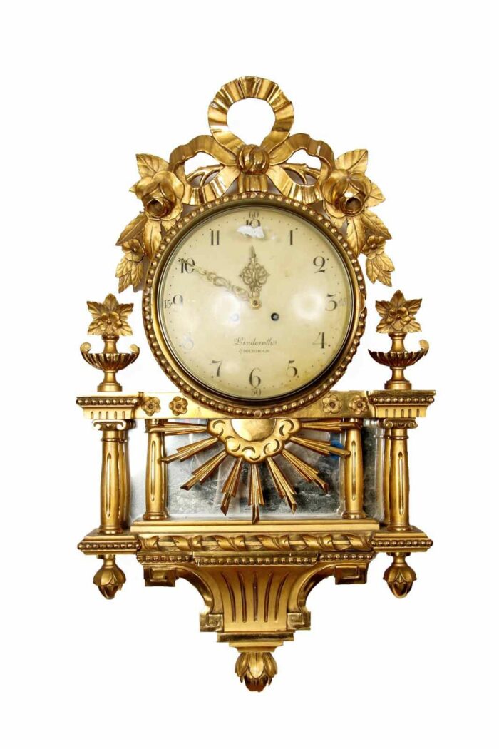 Fine 19th Century Swedish Gilt-Wood Antique Clock
