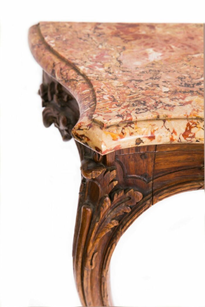Rare Pair of Early 19th Century French Provincial Louis XV Oak Console Tables of Small proportions. - Image 3