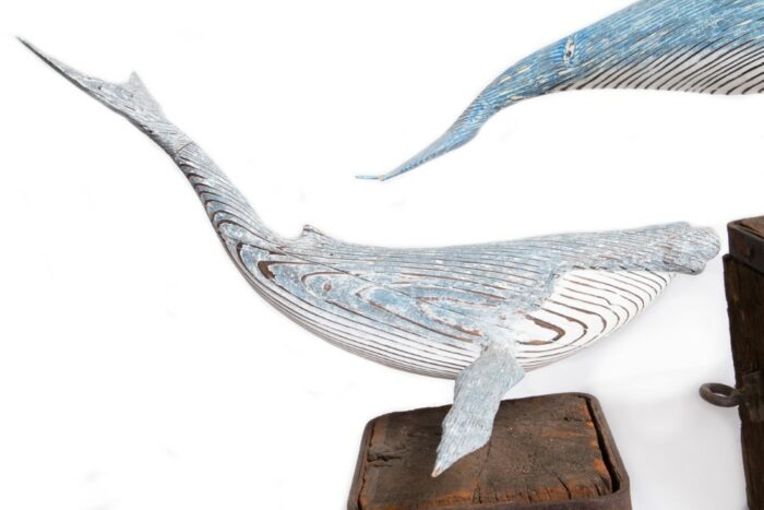 Pair Contemporary Sculpted Whales - Image 3