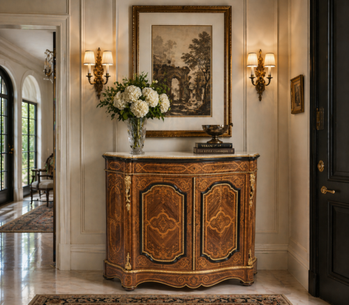 french inlaid Louis XV antique sideboard