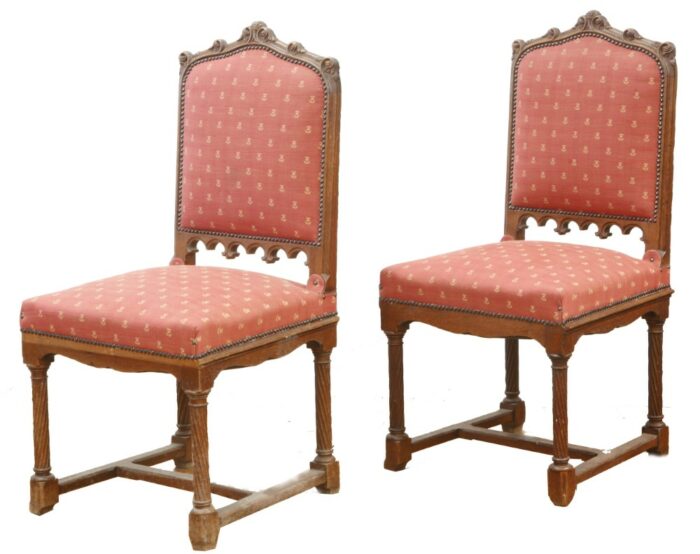 Set of 8 French Provincial Oak Dining Chairs - Image 4