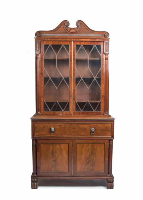 mahogany secretaire bookcase C19 g scaled