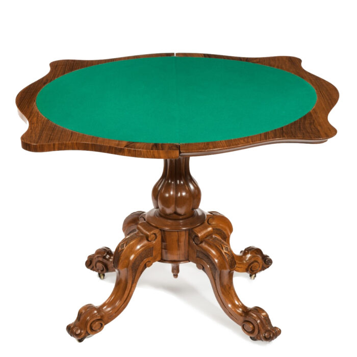 English Marquetry Card Table - Image 3
