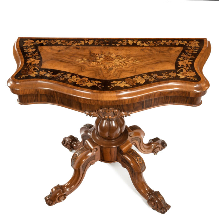 English Marquetry Card Table - Image 5