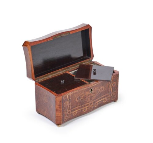 marquetry tea caddy 31k b