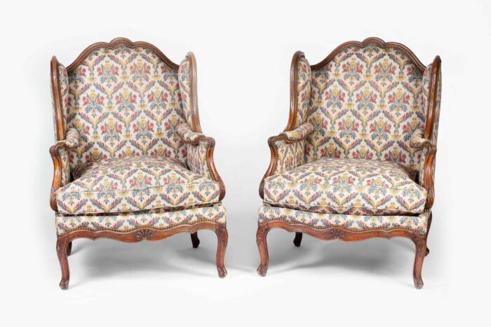 Pair 19th Century French Wing Chairs