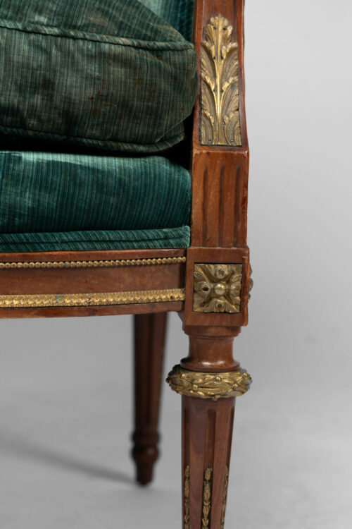 pair 19th century french louis xvi ormolu mahogany wing chairs antique c scaled scaled