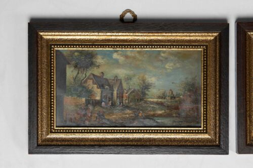 pair early 20th century english paintings with country scenes 2327Q b scaled