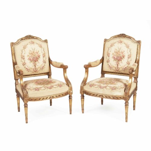 pair french gilded fauteuil armchairs 24j 1 scaled