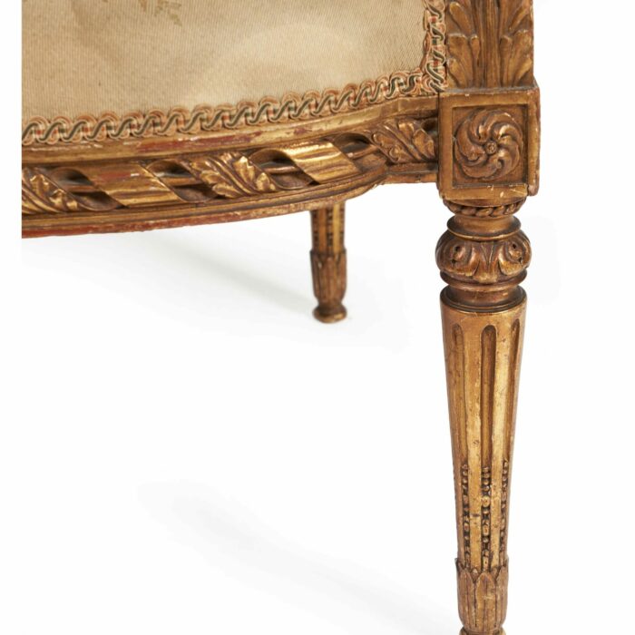 Pair French Gilded Fauteuil Armchairs - Image 3