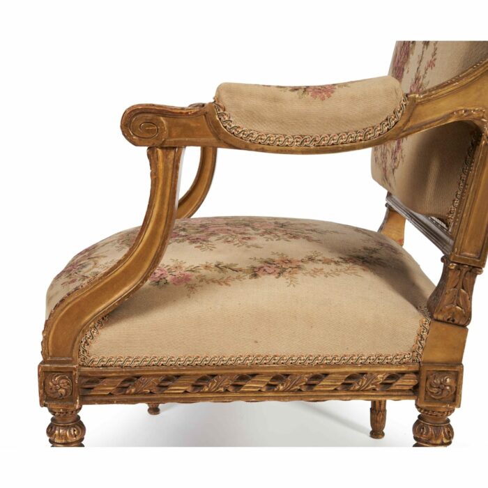 Pair French Gilded Fauteuil Armchairs - Image 5