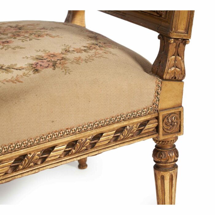 Pair French Gilded Fauteuil Armchairs - Image 6