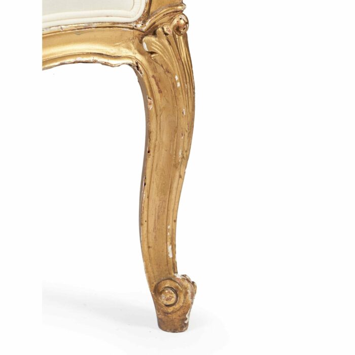Pair Louis XV Gilded Bergere Armchairs - Image 6