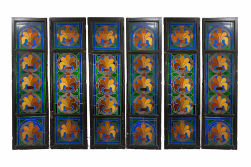 set of 6 19th century stained glass doors 2308R 1 1 scaled